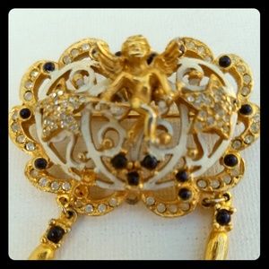 Vintage Hattie Carnegie Cherub Rhinestone Pin Broo